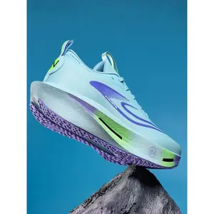 Unisex Purple–Black Contrast Sports Running Shoes, Smooth Line Design, Breathable Mesh Material, Thick-Soled for Shock Absorption and a Comfortable Feel Underfoot, Suitable for Running, Fitness, and Everyday Travel