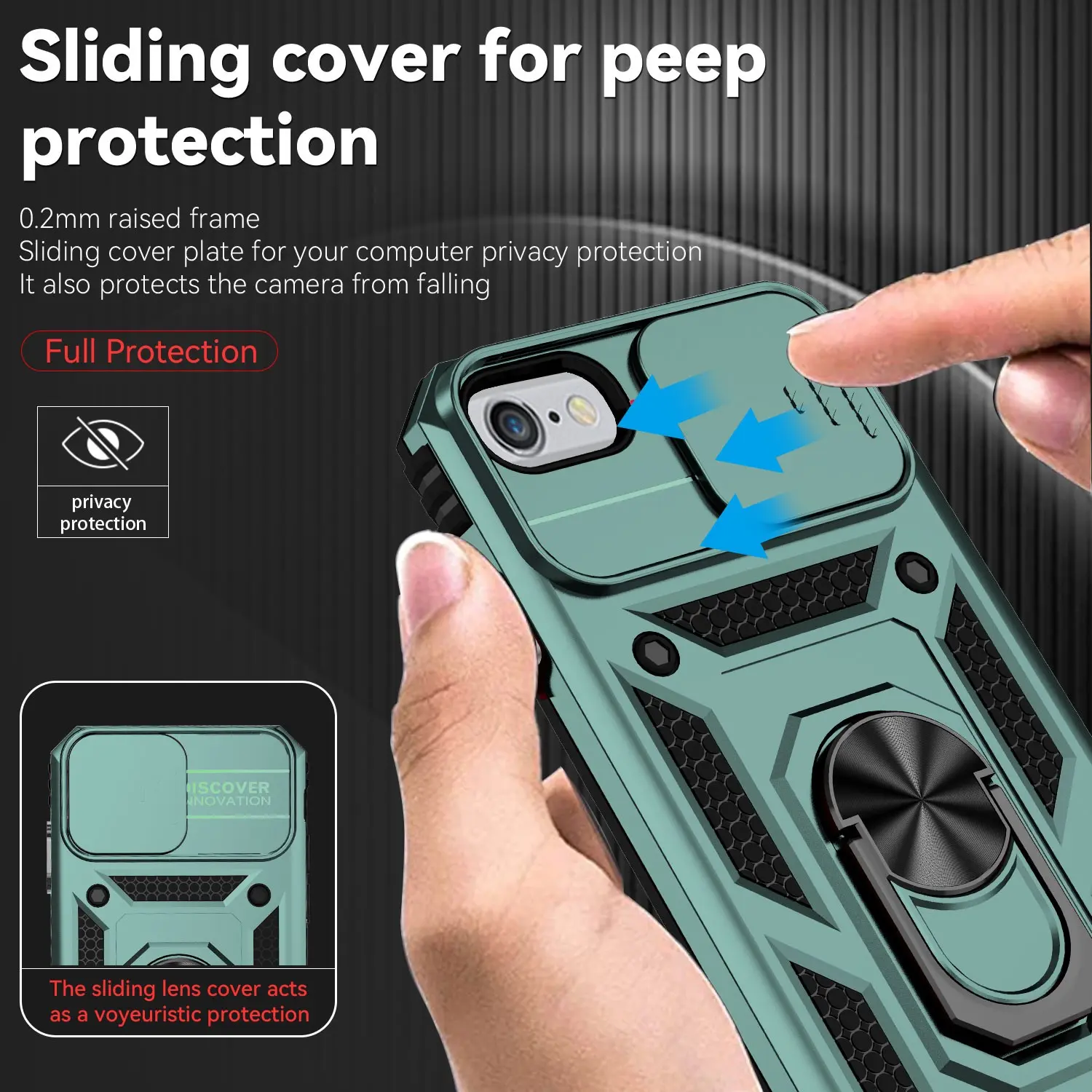 Case For iPhone SE 2020(2nd),Dual-Layer Protective Shockproof Shock Resistant Cover Ring Stand Case with Mobile Lens Cover, Heavy-Duty Phone Case for Apple Se 2020, Durable and Secure Protection, Protector, Casing, Accessories