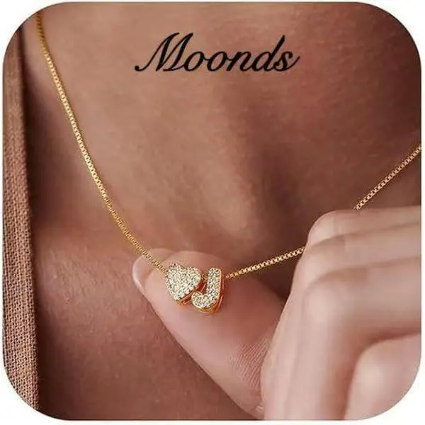 18K gold necklace, diamond necklace, fashionable and simple letter heart-shaped necklace, women's necklace, women's jewelry, Valentine's Day gift