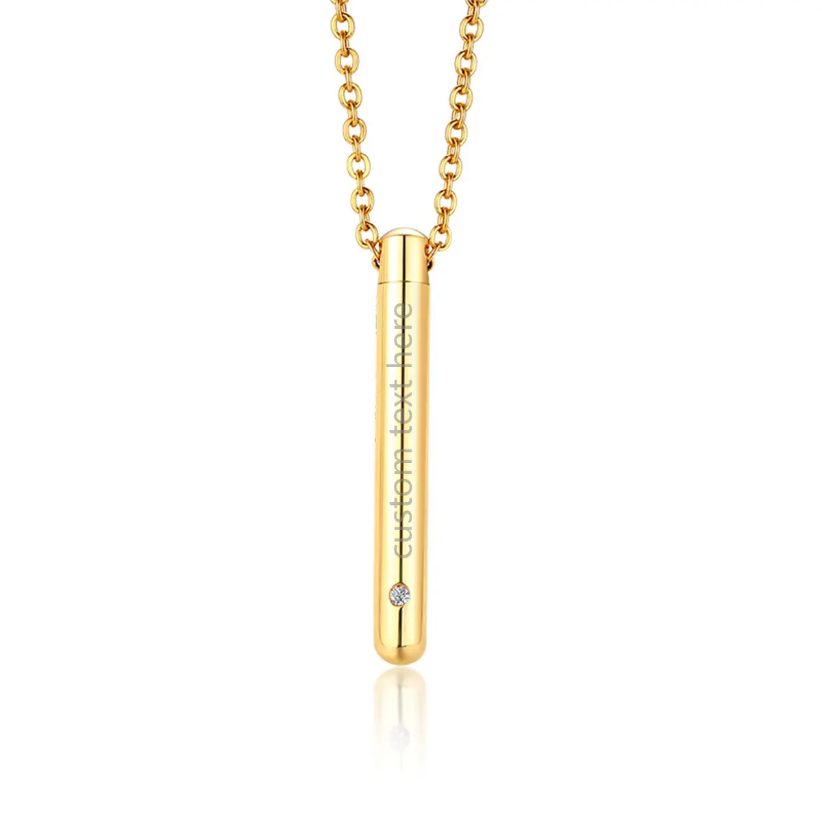 OIDEA Stainless Steel Cylinder Locket Necklace for Women, Engravable Memorial Keepsake Jewelry with CZ Accents, Perfume Holder, Chain Jewelry, Fashion Necklace, Cubic Zirconia Pendants, Siblings, Personalized Jewelry