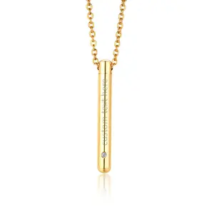 OIDEA Cylinder Locket Necklace Stainless Steel Cubic Zirconia Openable Memory Locket Perfume Bottle Pendant Engraved for Men Women Gift