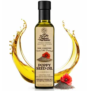 Poppy Seed Oil for Cooking and Drizzling · Raw · Unrefined · First Cold-Pressed at Temperatures Below 30°C · Pressed Only Once · Without Metal or Wood Contact · Small Batch · Handcrafted in Seattle USA · 100% Pure & Natural · Also Loved for Skin and Hair