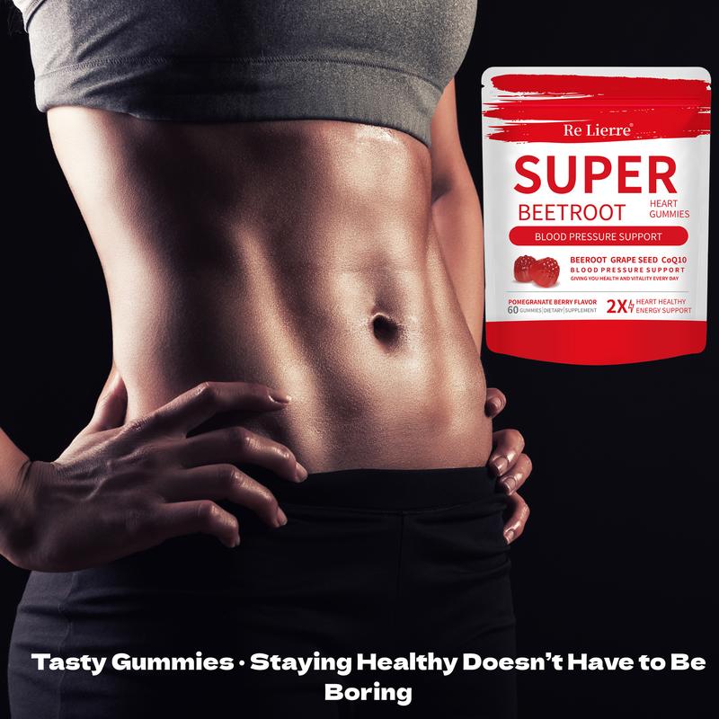 Re Lierrre Super Beetroot Gummies - 2 Pack Pomegranate Berry Flavor - 120 Count - Daily Vitality & Natural Energy - Vegan & Delicious - Blood Pressure Support - Heart Healthy Energy Support