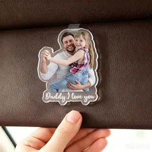 Personalized Father's Day Gift For Dad, Custom Photo Car Visor Clip, Baby Photo Car Sun Visor Clip, Drive Safe Daddy, Gift For Husband