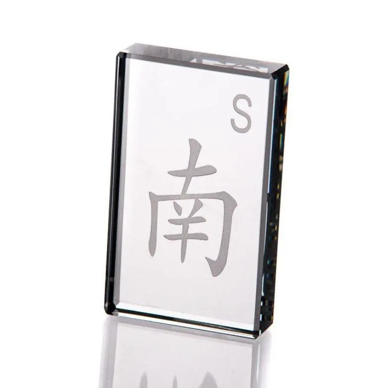 Etched Crystal Mah Jongg Paperweight