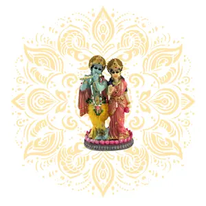 Polyresin Radha Krishna On Lotus 3.5"