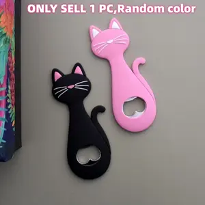 Magnetic Refrigerator Opener, Cartoon Beer Opener, Cat Magnetic Refrigerator Decor, Magnetic Beer Opener Machine, 1 Piece