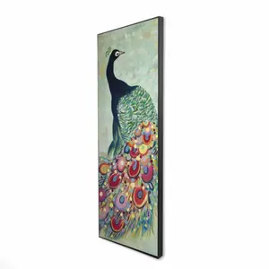 Begin Home Decor 2081-6020-AN511 20 x 60 in. Proud As A Peacock - Neo Mint Framed Canvas for Home Decor