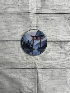 Glossy Traditional Torii Gate Epoxy Resin Wooden Coasters, Kitchen Tableware Accessories