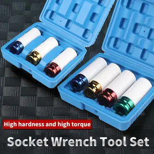 Electric socket tool, metric socket set, impact wrench adapter hand tool, for vehicle repair and electrical maintenance, comes with storage box, suitable for multiple uses