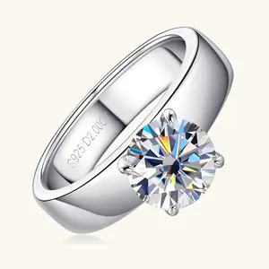 2CT Solitare Moissanite Engagement Ring D Color VVS1 Clarity Anniversary Rings 925 Sterling Silver 4 Prong   princess cut ring Wedding Ring halorings