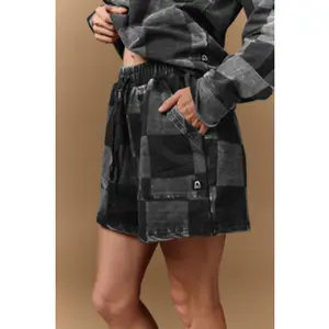 Adult Shorts - Black Denim Check