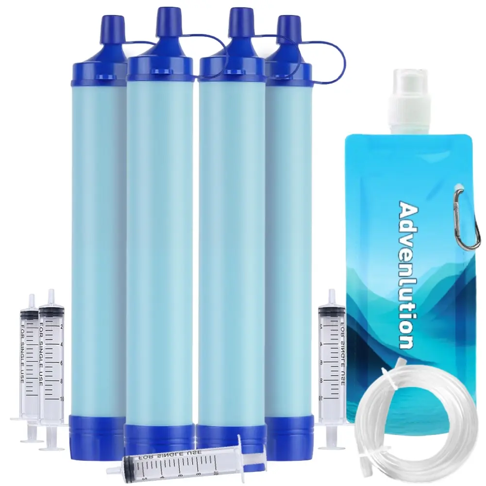 4 or 2 Large Capacity Emergency Water Straw, Portable Survival Filter, Lightweight Reusable Design, Ideal for Camping Hiking Travel Biking Outdoor Adventures, Water Bladder Bag, Emergency Water Filter Straws, Hiking Essentials