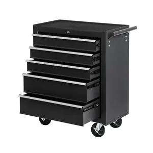 Hardware 5-Drawer Rolling Tool Chest w/Lock & Key, Tool Storage Cabinet with Wheels, Top Cushion & Drawer Liners, Tool Organizer Box for Garage, Warehouse & Repair Shop