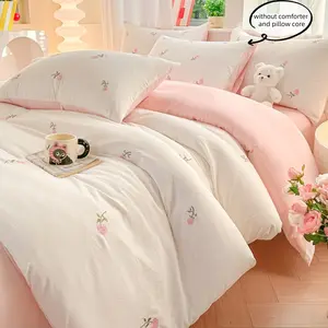 3-Piece Embroidered Rose Bedding Set, Includes 1 duvet cover & 2 Pillowcases, Soft Comfortable Home Bedroom Linen, Soft Bedding Sets