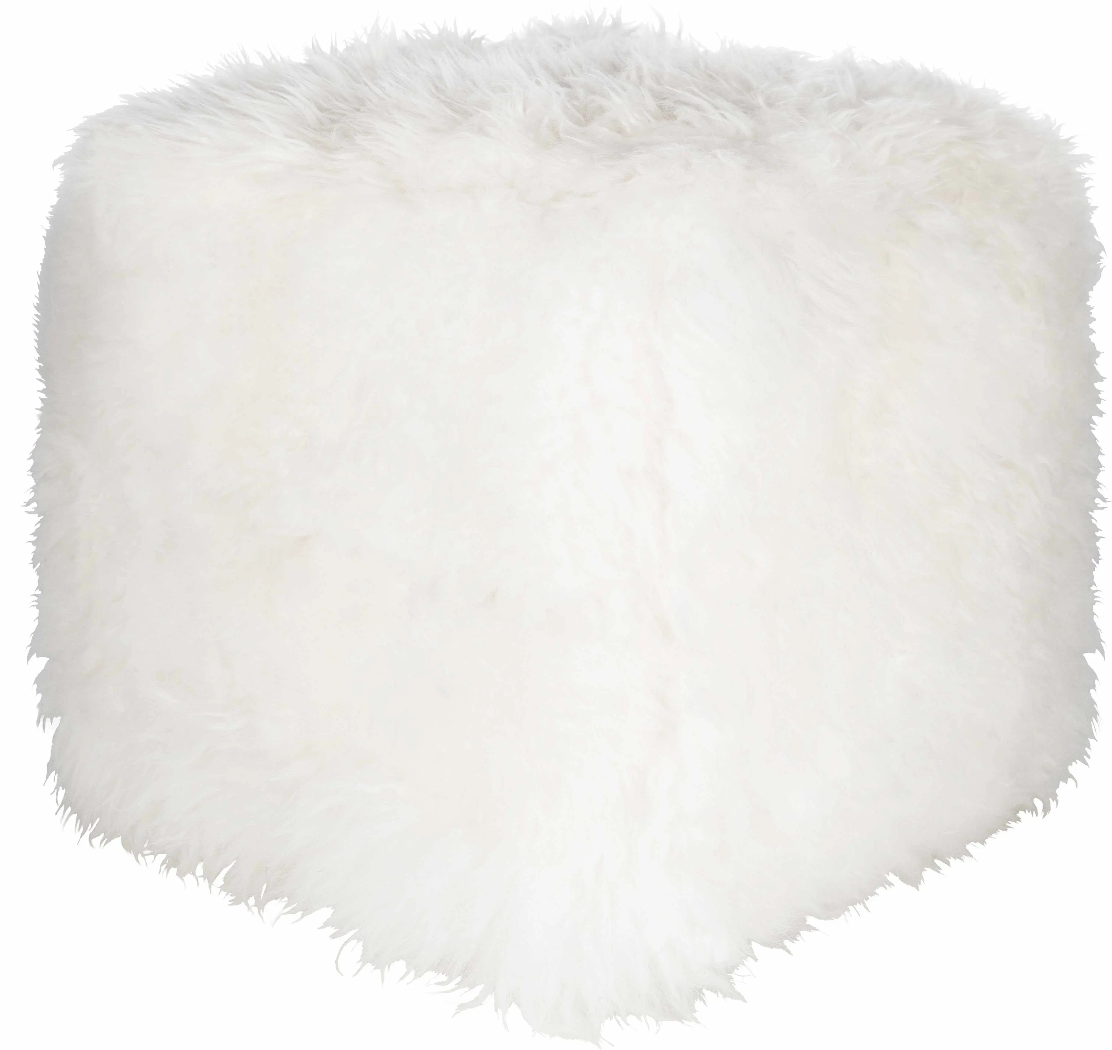 Mark&Day Kirchschlag Hide Leather and Fur Cream Hand Crafted Pouf