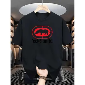 Halloween Skull T-shirt Ecko Unlt Graphic White Tee For Men Hip Hop Style Breathable Quick Dry Crew Neck Summer Sportswear Regular Fit Solid Color Casual T Shirt