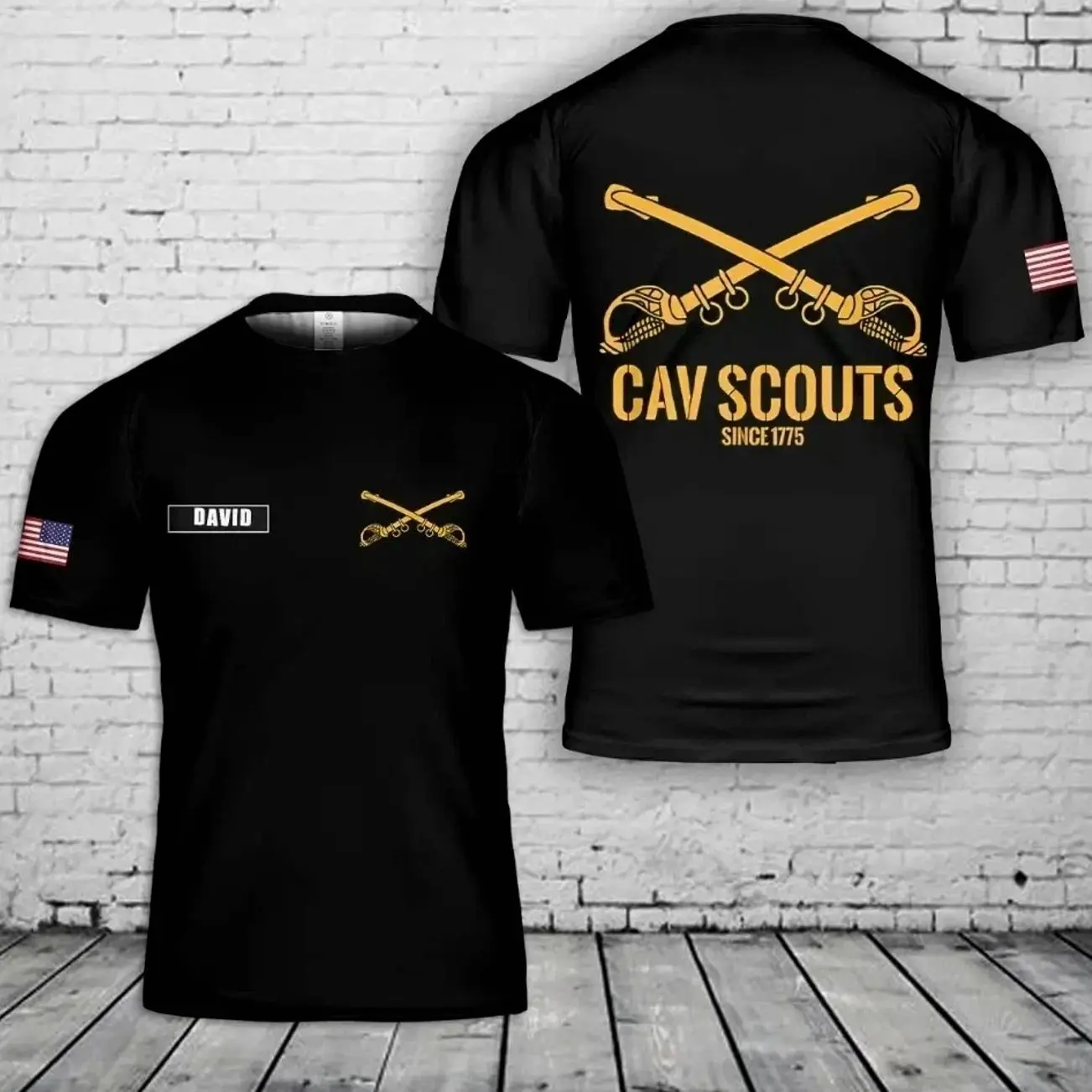 Custom Name US Army Cav Scouts Since 1775 3D Shirt Military AOP SHirt S-5XL Veteran, US Army, Pride, Graphic T shirt VFW