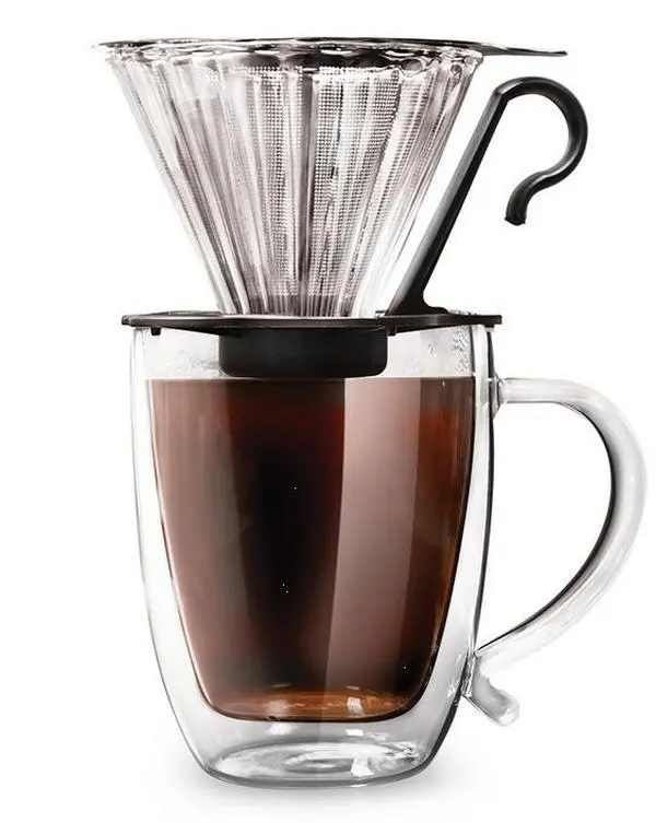 Epoca PPOCD-6701 1-Cup Pour Over Coffee Maker - Heat Resistant Glass, Stainless Steel, Ideal for Home Use