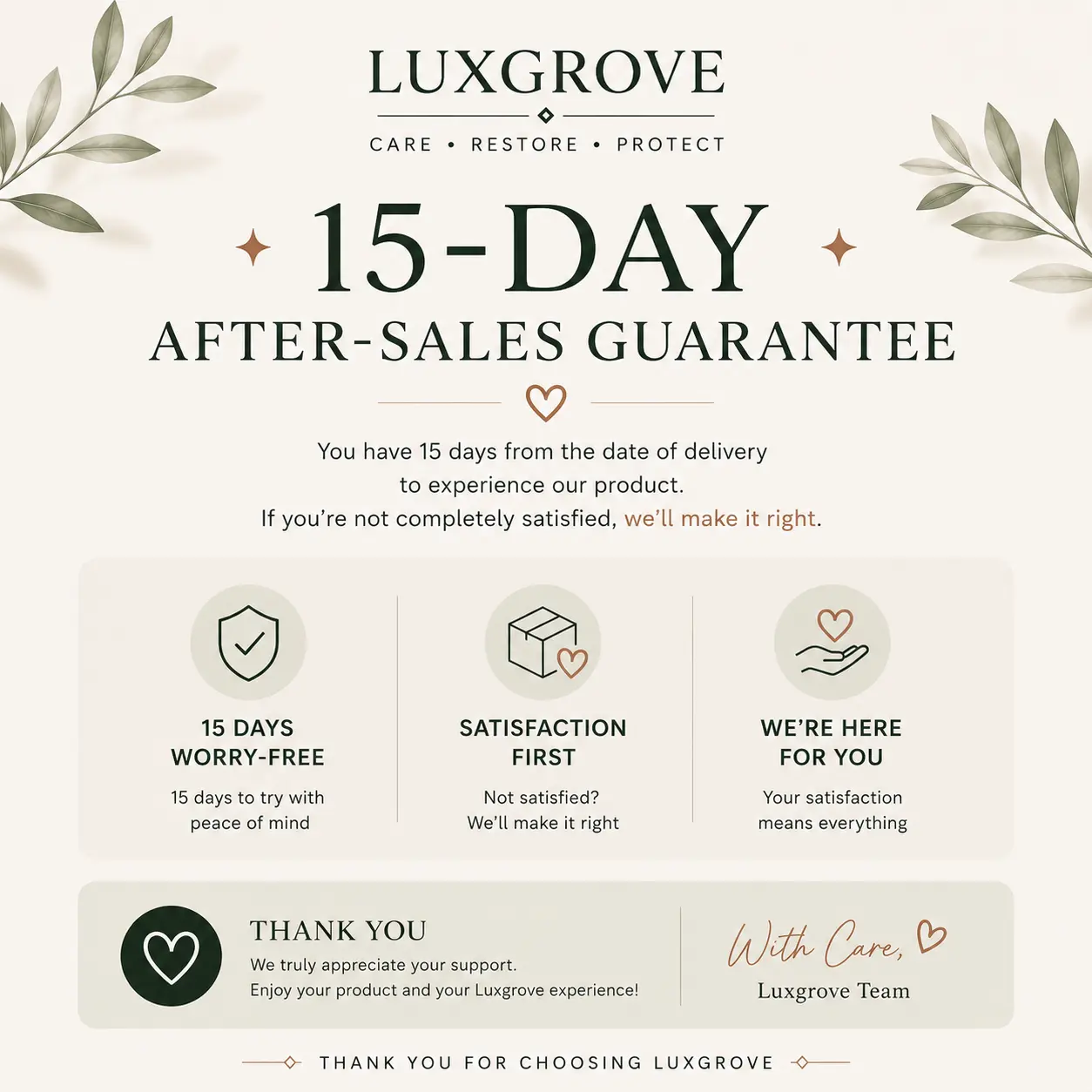 Customer Support Card - Free Home Supplies Gift, Do Not Add to Cart