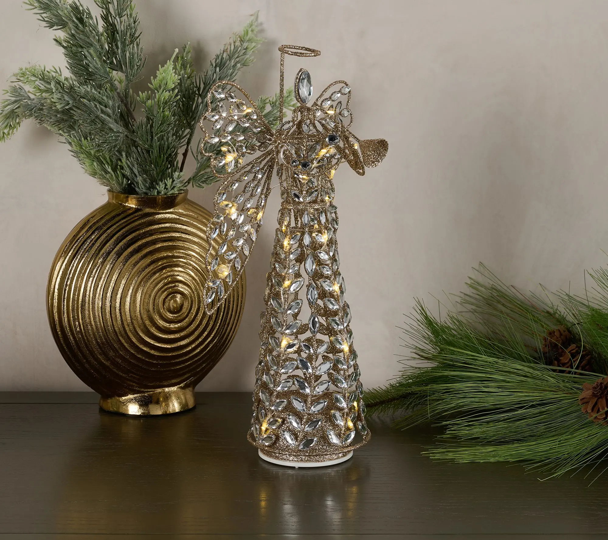 15.5" Rotating Illuminated Faceted Jewel Angel by Valerie 15.5" Rotating Illuminated Faceted Jewel Angel by Valerie
