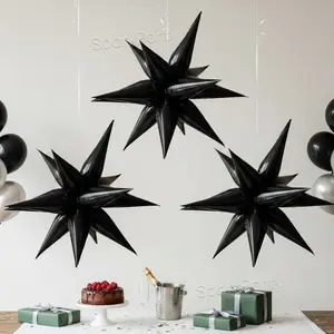 12pcs Exploding Star Thin Aluminum Foil Balloons Set, Cone Shape Polyester Film Balloons for Birthday Party, Graduation, Wedding Decor, Balloon Garland