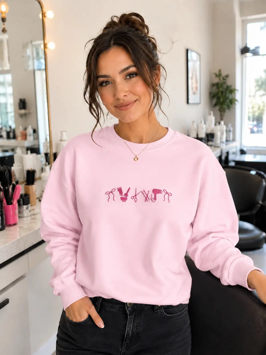 Hairstylist Embroidered Sweatshirt, Hairdresser Crewneck, Hair Stylist Gift, Salon Pullover