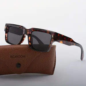 Vintage Wide Frame RCXKOOM Square Glasses - Full Rim Polycarbonate Non-Prescription Retro Shades for Men & Women - Decorative Fishing Glasses Ideal for Outdoor & Travel-