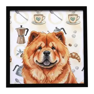 Carolines Treasures WDK7380MFP88 8 x 8 in. Red Chow Chow Coffee Bar Framed Metal Print
