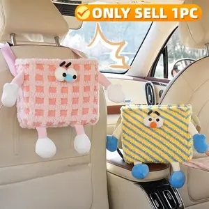 Cartoon Monster Design Car Seat Back Storage Box, Car Seat Back Hanging Storage Box, Car Interior Accessories for Car Stowing & Tidying, Girly Car Accessories, Cute Car Decor