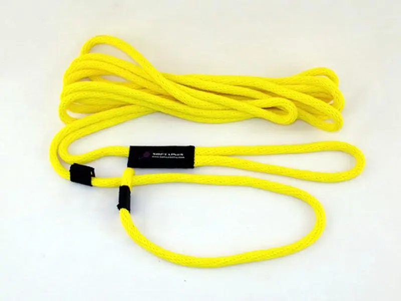 Soft Lines Floating Dog Swim Slip Leash - 0.25 in Diameter, 50 ft, Yellow, for Swimming & Beaches, No Hardware, Polypropylene Fibers, Releases Knots Easier, Acid & Alkali Resistant, Machine/Hand Washable