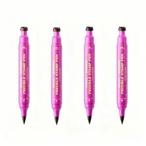 Dual-Ended Freckle Stamp Pen & Fine Eyeliner - Waterproof, Smudge-Proof, Long-Lasting Fake Freckle Marker with 4 Brown Shades for Natural Sun-Kissed Cottagecore Makeup