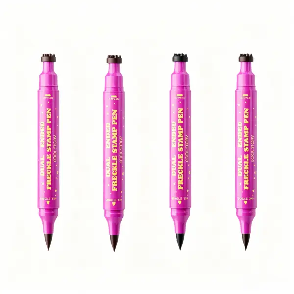 Dual-Ended Freckle Marker & Fine Eyeliner - Compact Lightweight, Waterproof, Smudge-Proof, Long-Lasting, Beginner-Friendly, 4 Brown Shades for Natural Sun-Kissed Cottagecore Makeup & Beach Days, Double Ended