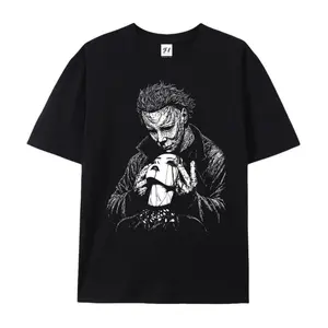 Valloween Goth Valentine Dark Romance Michael Myers Oversized Casual Men's Letter Pattern Printed T-Shirt