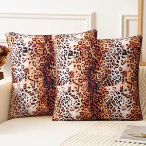 Leopard Print Plush Pillow Cover, Luxury Animal Pattern Decor, 18x18 Inches, Living Room Sofa, Bedroom Bed Head, Airbnb Decoration
