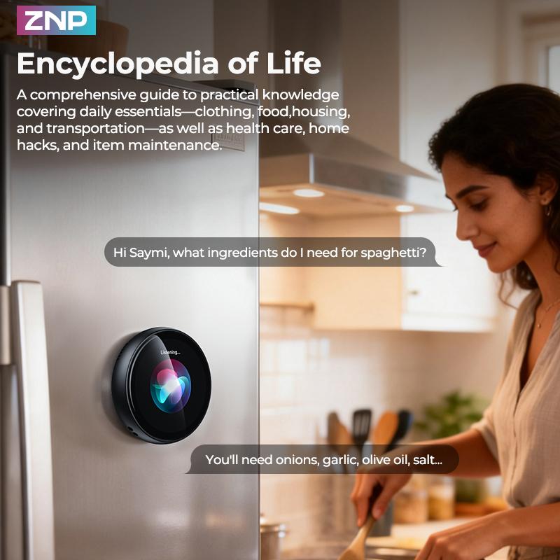 ZNP AI-Badge for Conversational Chat EmotionalCompanionship & Portability Ideal for Social Interaction and Travel Gadget with 60 Languages Instant Translation