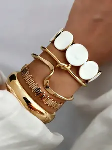 Women's Boho Floral Elastic Bracelet Set, Stretch Multilayered Bangles, Vintage Elegant Design, Perfect Gift for Daily Wear & Special Occasions