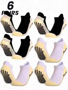 Men's Sporty Colorblock Socks, Anti-Slip Silicone Dots, Breathable Mesh, Sweat-Wicking, Soft and Comfortable, All-Season Football Training Socks