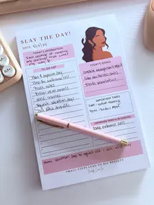 Slay The Day To-Do List - Luxury To-Do List Notepad | Cute Daily Planner for Organization | Latina-Inspired Stationery | Task & Goal Tracker