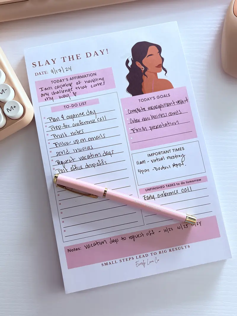 Slay The Day To-Do List - Luxury To-Do List Notepad | Cute Daily Planner for Organization | Latina-Inspired Stationery | Task & Goal Tracker