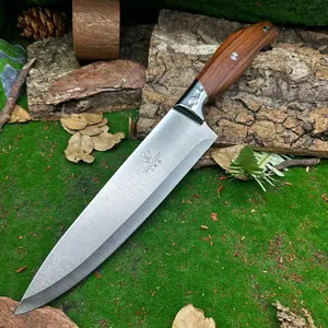 Long Chef Knife Camping Straight Blade, High Hardness Stainless Steel, Non-Slip Handle, Outdoor Survival Hunting Camp Multi-Functionknife, Stainless Steel Knives