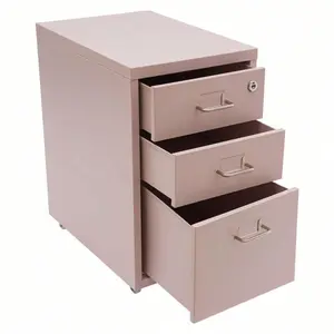 ZhdnBhnos LINSIE Rainaut 3 Drawer File Cabinet Pink Vertical Filing Cabinet For Home Office Metal Rolling File Cabinets With Lock And Wheels Lockable File Organizer Cabinet For Files Storage