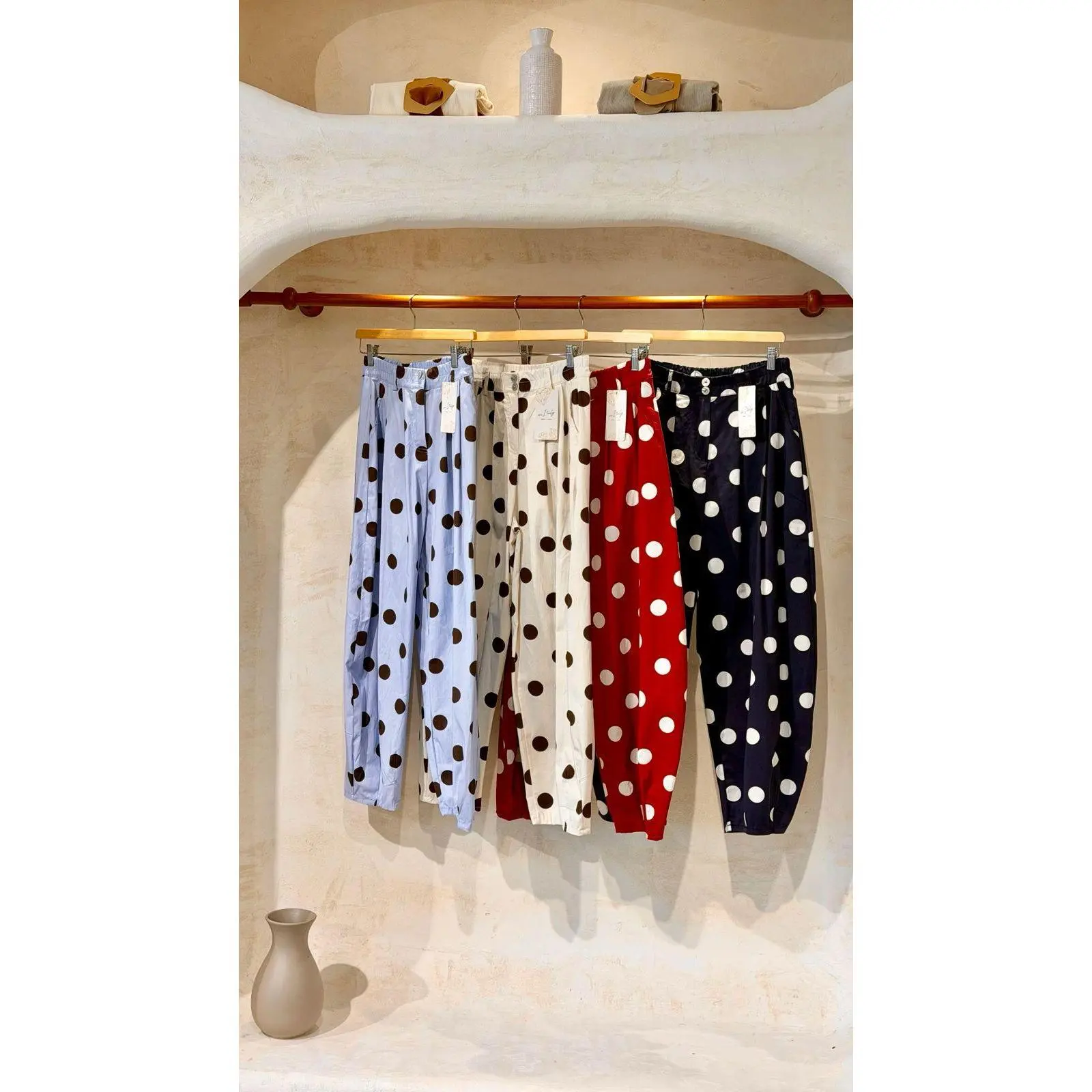 Women's Polka Dot Casual Chic Trousers - Comfortable Everyday Wear Bottoms for Pairing with Tops (Multiple Colors)