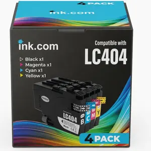 Ink.com LC404 Ink Cartridge 4 Pack High Yield Compatible with Brother for MFC-J1205W MFC-J1215W Printers