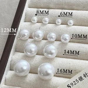 S925 Silver Pearl Stud Earrings Ear-Caring High-Grade Temperament Trendy Earrings for Women Fashion Special-Interest Simple All Match JewelryS925 Silver Pearl Stud Earrings Ear-Caring High-Grade Temperament Trendy Earrings for Women Fashion Special-Intere