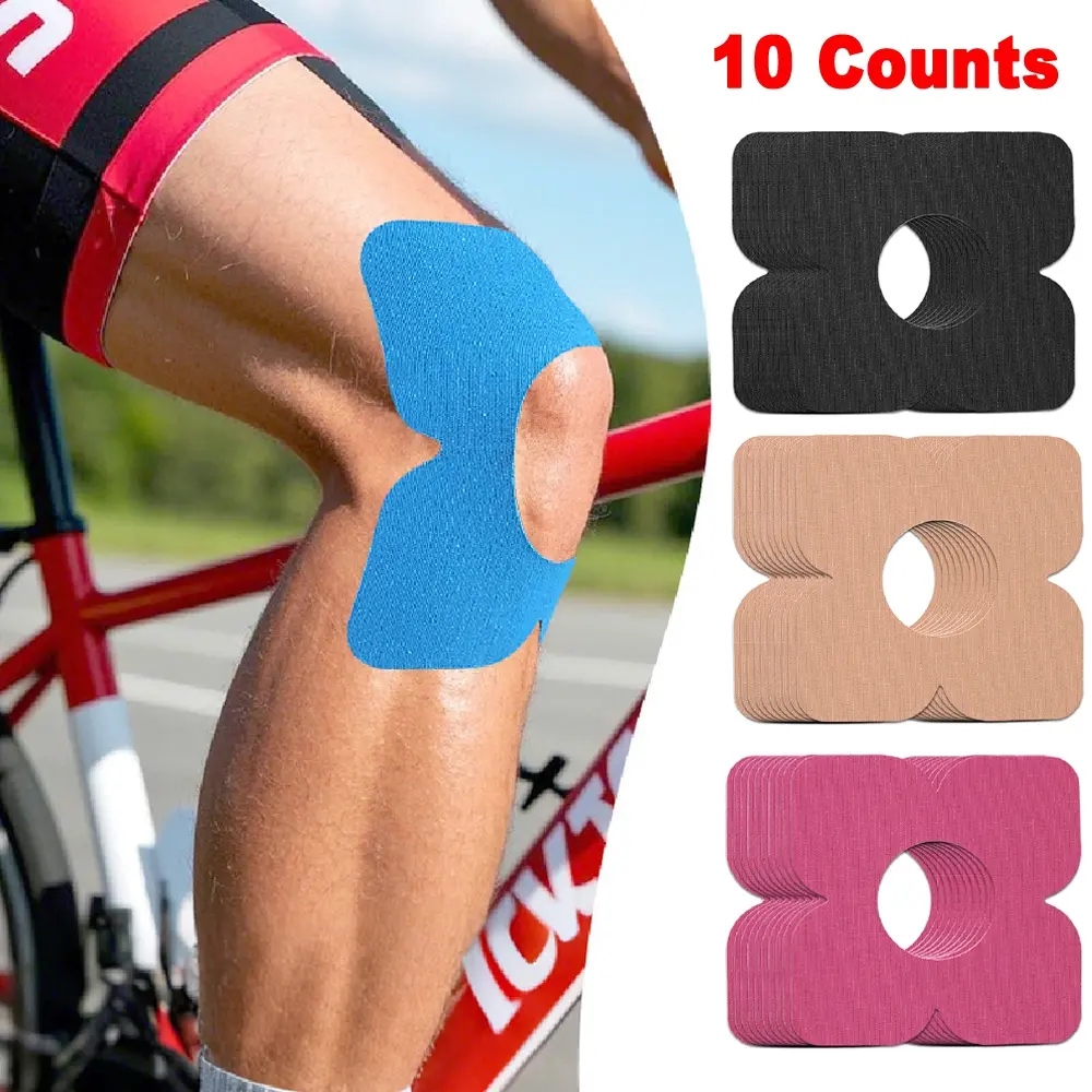 10PCS Precut Kinesiology Tape for Knees, Elastic & Breathable Athletic Tape for Running, Hiking, Sports