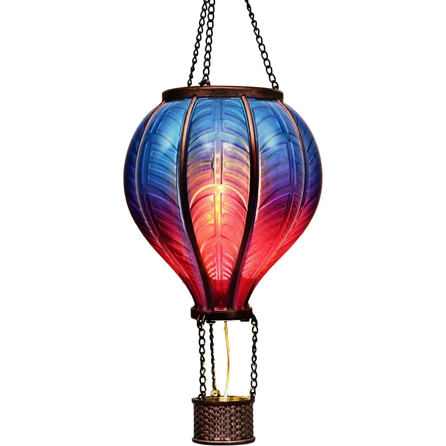 Hot Air Balloon Solar Lantern for Garden Decor, Flickering Flame Hanging Solar Light for Outdoor Decorations, Blue & Purple Plastic Lamp for Yard Tree Porch Party,  for Mom