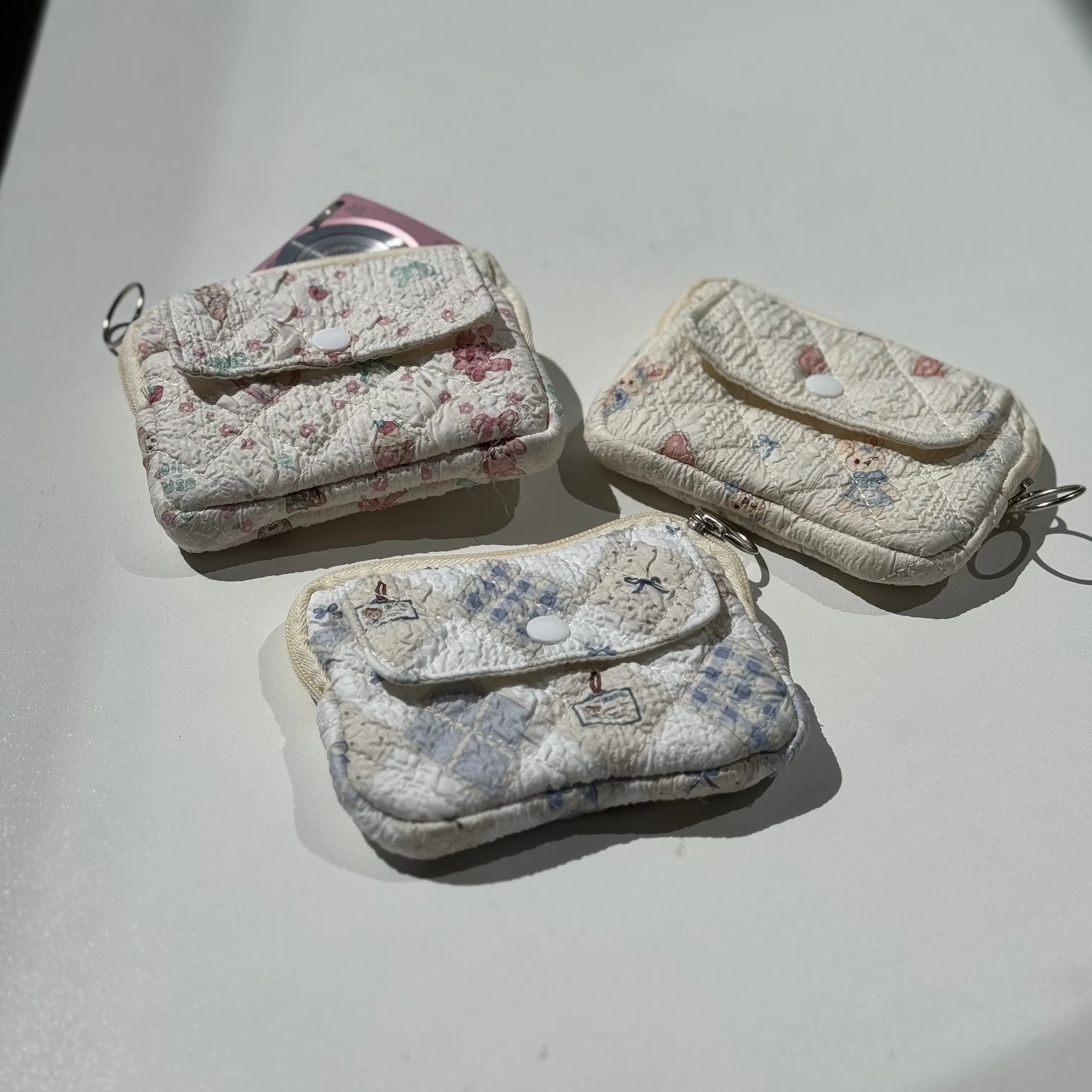 Vintage-Inspired Quilted Digital Camera Pouch – Floral & Animal Print Case