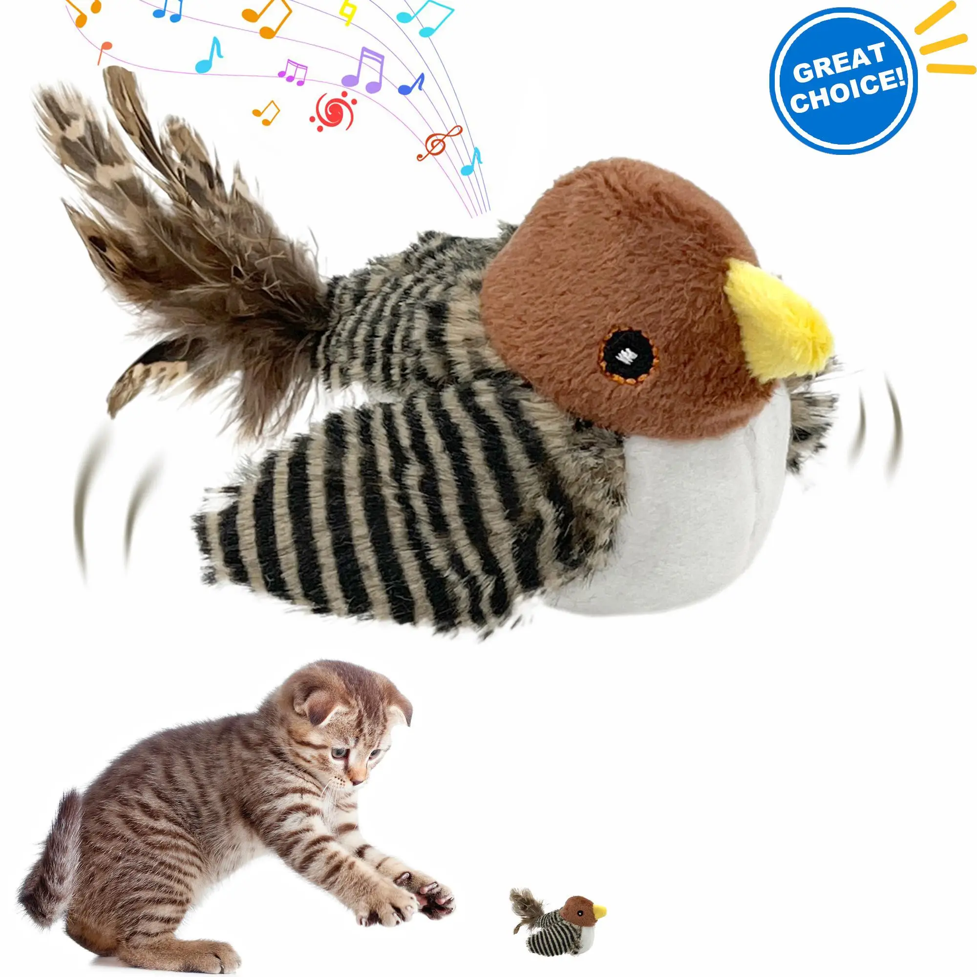 Simulation Bird Design Cat Toy, 1 Count/2 Counts Interactive Plush Cat Teaser Toys, Cat Teething Toy, Pet Supplies for Indoor Kitty Kitten Exercise