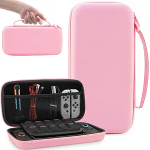 h-6 Pink Carrying Case for Nintendo Switch 2 2025, Shcokproof Accessories Bundle for Switch 2 Game Console & Grips Controller with Slim Portable Travel Storage Bags - Built in 10 Game Card Slots